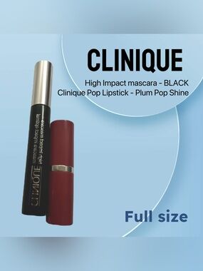 🇺🇸🆕📦NIB CLINIQUE |FULL| Cult Set Black High impact Mascara & Plum Pop Lipstick